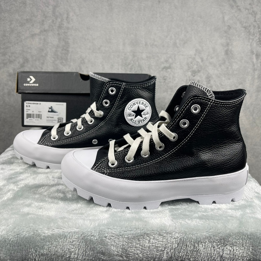 Converse CTAS Lugged Hi Women 6.5 Black Leather Platform Sneakers 567164C